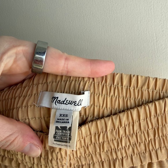 NWT Madewell Wide Leg Pants Camel Beige Elastic Waist Pockets XXS New With Tags - Picture 5 of 8